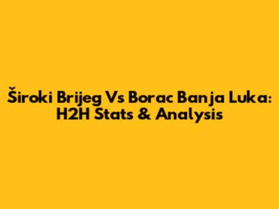 Široki Brijeg Vs Borac Banja Luka: H2H Stats & Analysis