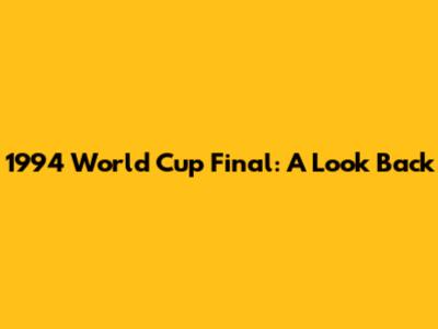 1994 World Cup Final: A Look Back