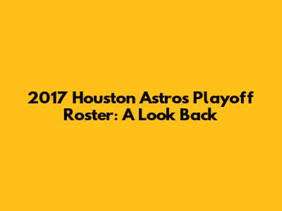 2017 Houston Astros Playoff Roster: A Look Back