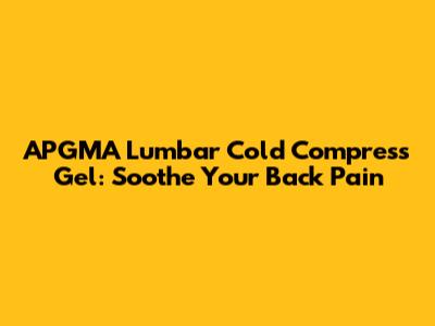 APGMA Lumbar Cold Compress Gel: Soothe Your Back Pain