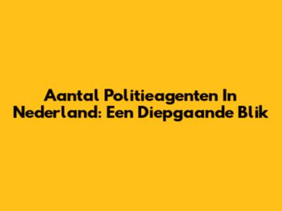 Aantal Politieagenten In Nederland: Een Diepgaande Blik