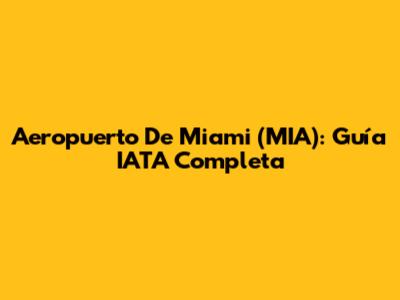 Aeropuerto De Miami (MIA): Guía IATA Completa