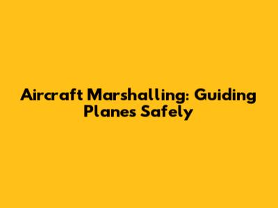 Aircraft Marshalling: Guiding Planes Safely