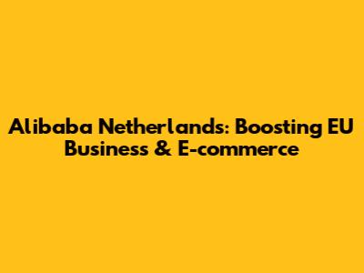Alibaba Netherlands: Boosting EU Business & E-commerce
