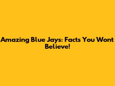 Amazing Blue Jays: Facts You Won't Believe!