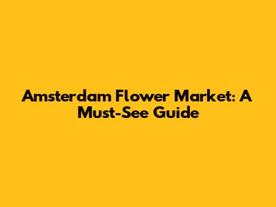 Amsterdam Flower Market: A Must-See Guide