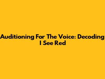Auditioning For The Voice: Decoding 'I See Red'