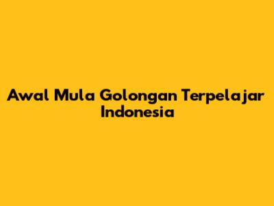 Awal Mula Golongan Terpelajar Indonesia