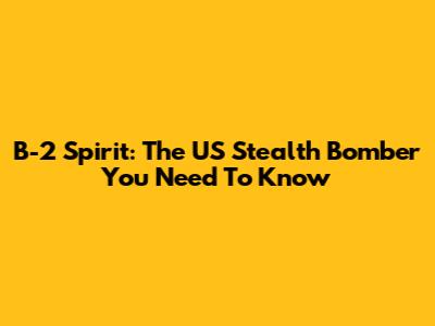 B-2 Spirit: The US Stealth Bomber You Need To Know