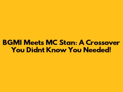 BGMI Meets MC Stan: A Crossover You Didn't Know You Needed!