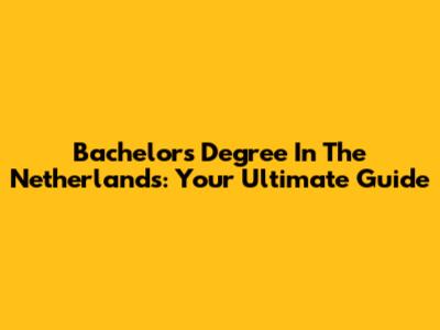 Bachelor's Degree In The Netherlands: Your Ultimate Guide