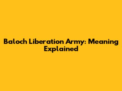 Baloch Liberation Army: Meaning Explained