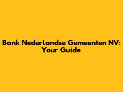 Bank Nederlandse Gemeenten NV: Your Guide