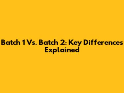 Batch 1 Vs. Batch 2: Key Differences Explained