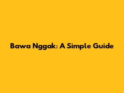 Bawa Nggak: A Simple Guide