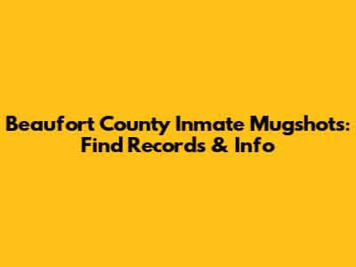 Beaufort County Inmate Mugshots: Find Records & Info