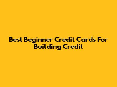Best Beginner Credit Cards For Building Credit