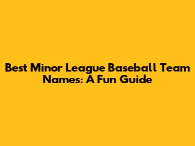Best Minor League Baseball Team Names: A Fun Guide
