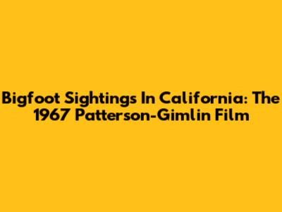 Bigfoot Sightings In California: The 1967 Patterson-Gimlin Film
