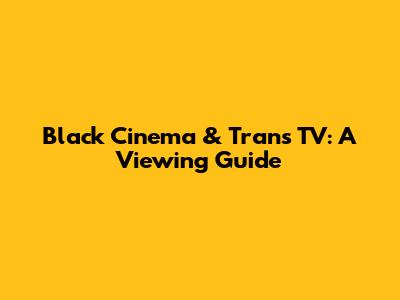 Black Cinema & Trans TV: A Viewing Guide