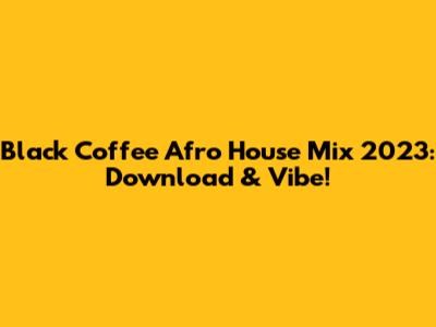 Black Coffee Afro House Mix 2023: Download & Vibe!