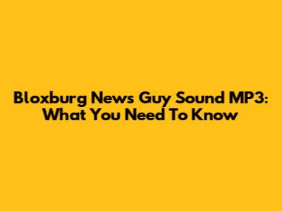 Bloxburg News Guy Sound MP3: What You Need To Know