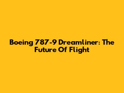 Boeing 787-9 Dreamliner: The Future Of Flight