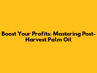 Boost Your Profits: Mastering Post-Harvest Palm Oil