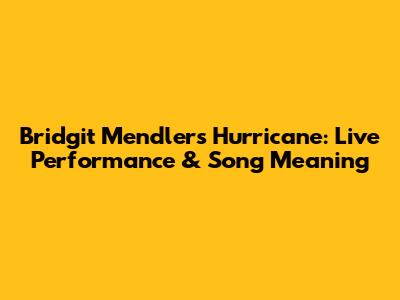 Bridgit Mendler's "Hurricane": Live Performance & Song Meaning