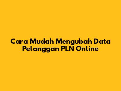 Cara Mudah Mengubah Data Pelanggan PLN Online