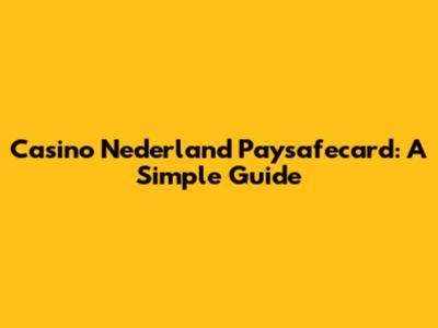Casino Nederland Paysafecard: A Simple Guide