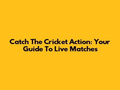 Catch The Cricket Action: Your Guide To Live Matches