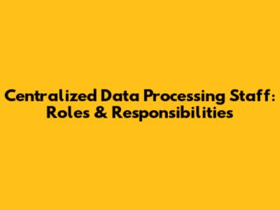 Centralized Data Processing Staff: Roles & Responsibilities