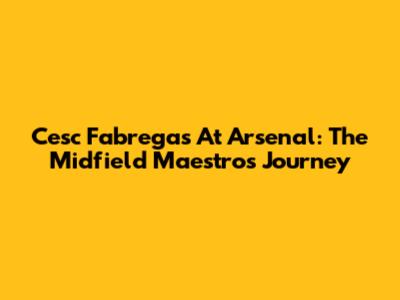 Cesc Fabregas At Arsenal: The Midfield Maestro's Journey