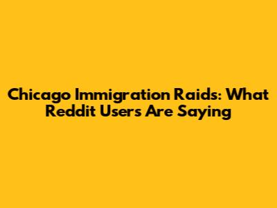 Chicago Immigration Raids: What Reddit Users Are Saying