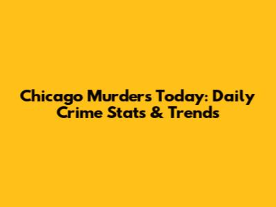Chicago Murders Today: Daily Crime Stats & Trends