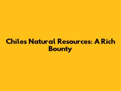 Chile's Natural Resources: A Rich Bounty