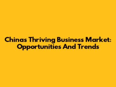 China's Thriving Business Market: Opportunities And Trends
