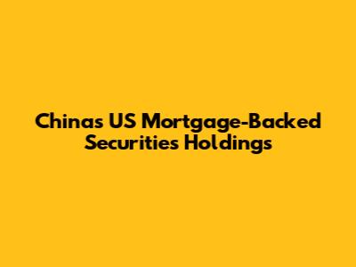China's US Mortgage-Backed Securities Holdings