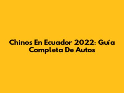 Chinos En Ecuador 2022: Guía Completa De Autos