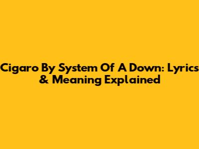 Cigaro By System Of A Down: Lyrics & Meaning Explained