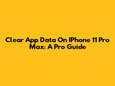 Clear App Data On IPhone 11 Pro Max: A Pro Guide