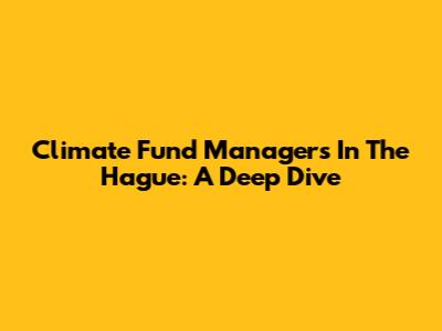 Climate Fund Managers In The Hague: A Deep Dive