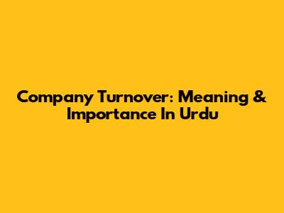 Company Turnover: Meaning & Importance In Urdu