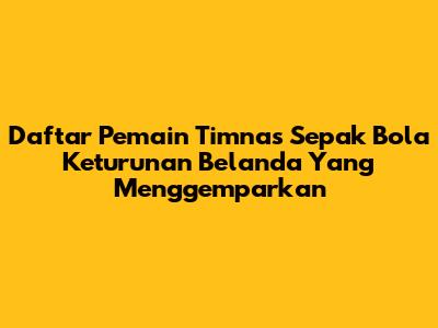 Daftar Pemain Timnas Sepak Bola Keturunan Belanda Yang Menggemparkan