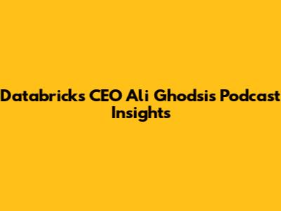 Databricks CEO Ali Ghodsi's Podcast Insights