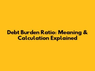 Debt Burden Ratio: Meaning & Calculation Explained