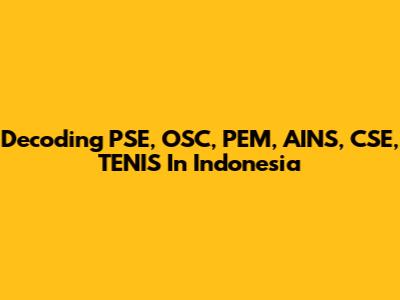 Decoding PSE, OSC, PEM, AINS, CSE, TENIS In Indonesia