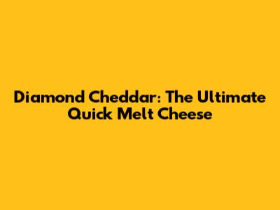 Diamond Cheddar: The Ultimate Quick Melt Cheese