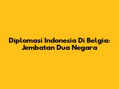 Diplomasi Indonesia Di Belgia: Jembatan Dua Negara